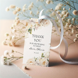 Neutrales Elfenbein-Pfingstrosengarten Danke Geschenkanhänger