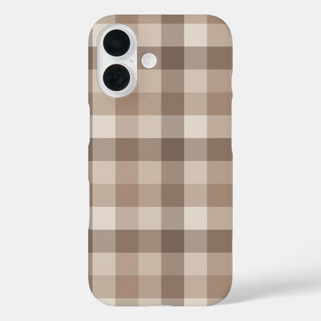 Neutrales Erdbraun Kariertes Gingham Karomuster  Case-Mate iPhone Hülle (Rückseite)