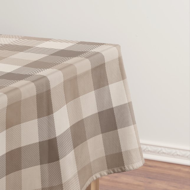 Neutrales Erdbraun Kariertes Gingham Karomuster  Tischdecke (Beispiel)