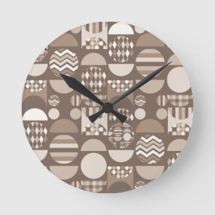 Neutrales Erdbraun Nordisch Skandinavisch Runde Wanduhr