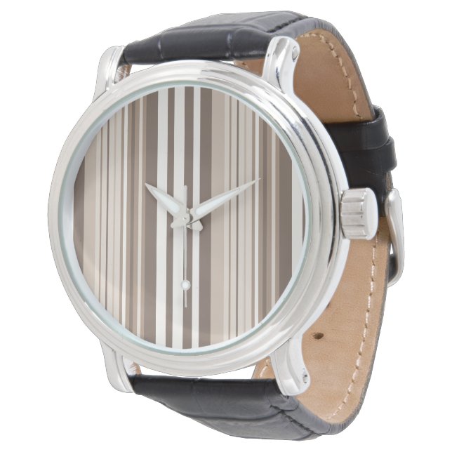 Neutrales erdige Streifenmuster-Design  Armbanduhr (Schrägansicht)