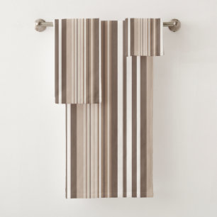 Neutrales erdige Streifenmuster-Design Badhandtuch Set
