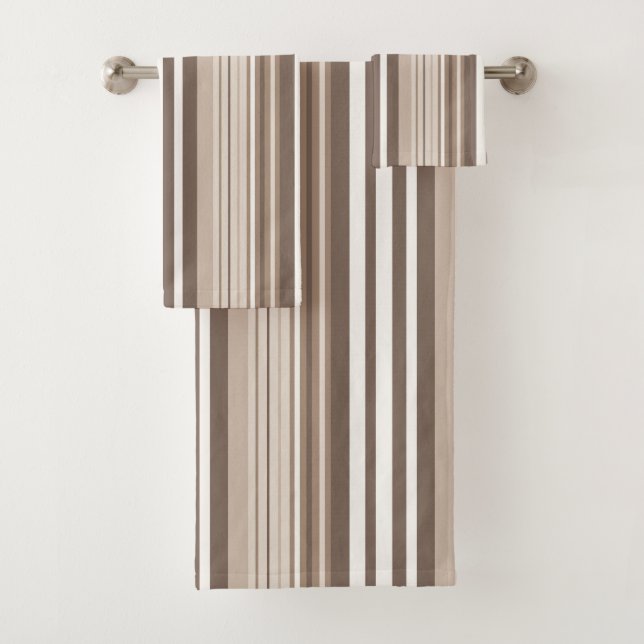 Neutrales erdige Streifenmuster-Design  Badhandtuch Set (Insitu)