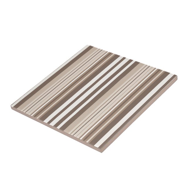 Neutrales erdige Streifenmuster-Design  Fliese (Seite)