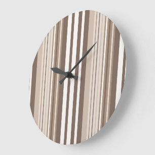 Neutrales erdige Streifenmuster-Design Große Wanduhr