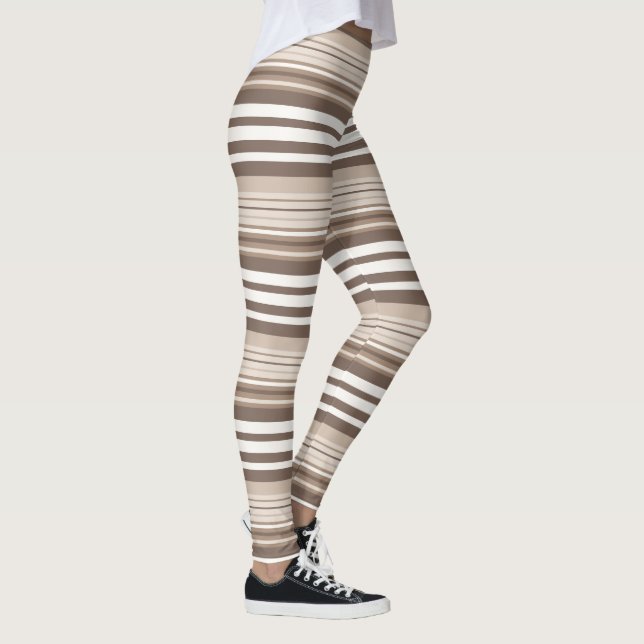 Neutrales erdige Streifenmuster-Design  Leggings (Rechts)