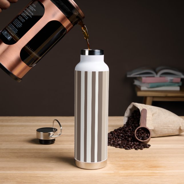Neutrales erdige Streifenmuster-Design  Trinkflasche (Kaffee)