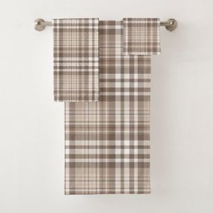 Neutrales Erdtön Plaid Tartan Design Badhandtuch Set