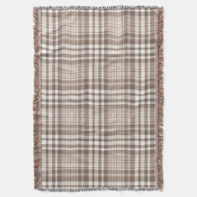 Neutrales Erdtön Plaid Tartan Design  Decke (Vorderseite Vertikal)