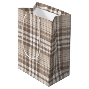 Neutrales Erdtön Plaid Tartan Design  Mittlere Geschenktüte