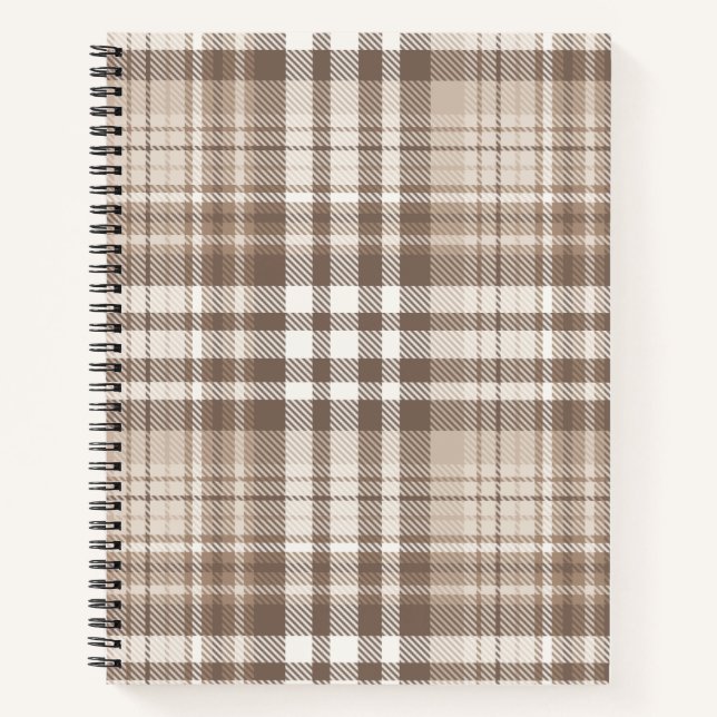 Neutrales Erdtön Plaid Tartan Design  Notizbuch (Vorderseite)