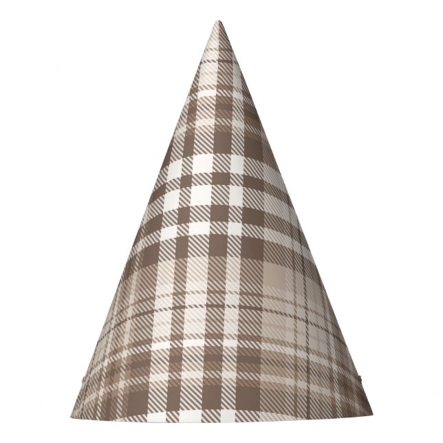 Neutrales Erdtön Plaid Tartan Design  Partyhütchen (Vorderseite)