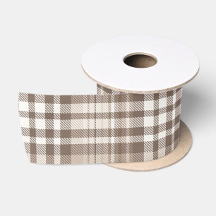 Neutrales Erdtön Plaid Tartan Design Satinband