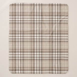Neutrales Erdtön Plaid Tartan Design Sherpadecke