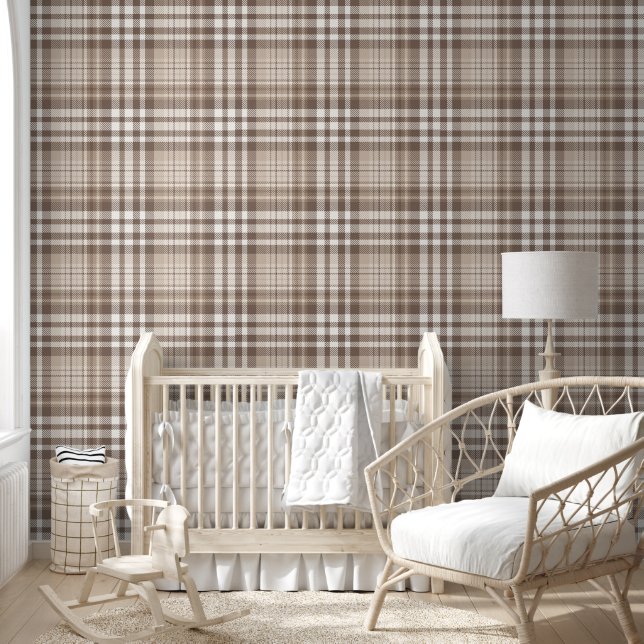 Neutrales Erdtön Plaid Tartan Design  Tapete (Kinder)