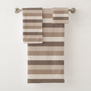 Neutrales Erdtöne Streifen Muster Design Badhandtuch Set