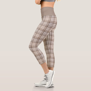 Neutrales Erdtöniges Karo-Tartan-Design  Capri Leggings