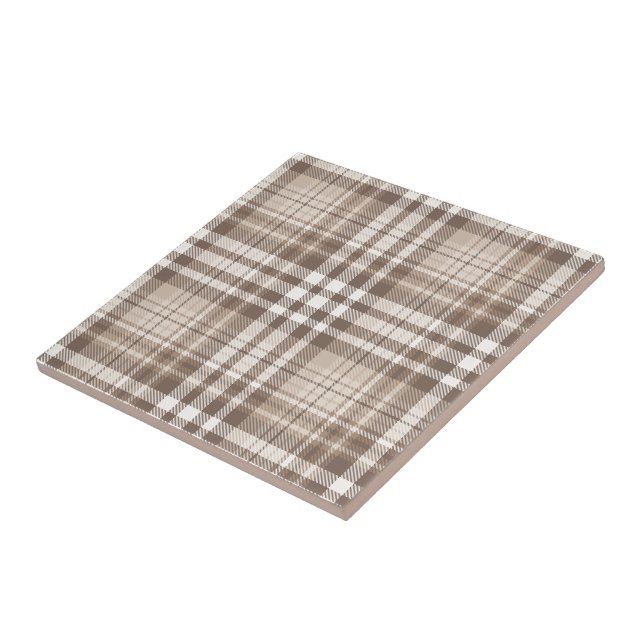 Neutrales Erdtöniges Karo-Tartan-Design  Fliese (Seite)