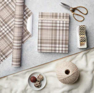 Neutrales Erdtöniges Karo-Tartan-Design Geschenkpapier