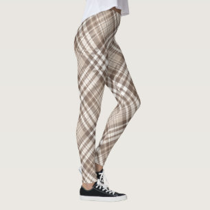 Neutrales Erdtöniges Karo-Tartan-Design  Leggings
