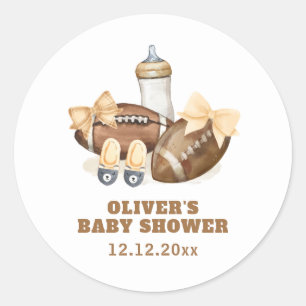 Neutrales Football-Touchdown-Jungen-Baby-Shower Runder Aufkleber