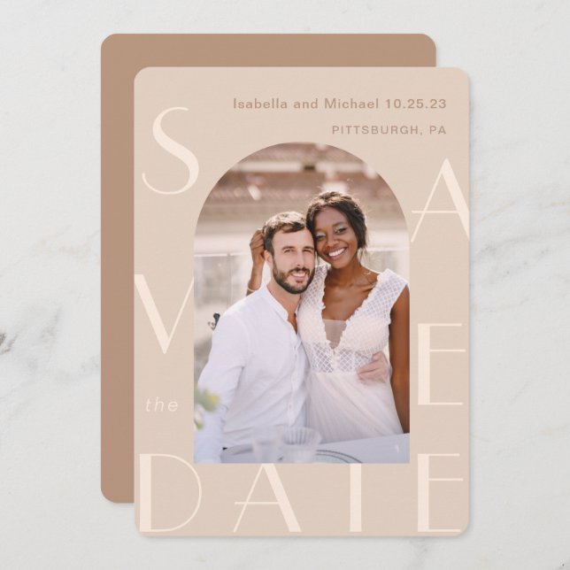 Neutrales Foto Hochzeit Save The Date (Vorne/Hinten)