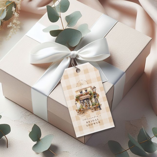 Neutrales französisches Café-Brautparty Geschenkanhänger (Von Creator hochgeladen)