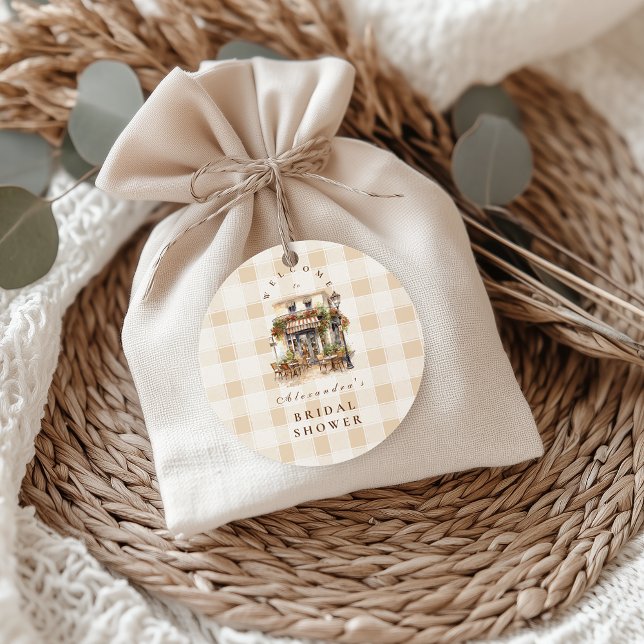 Neutrales französisches Café-Brautparty Runder Aufkleber (Von Creator hochgeladen)