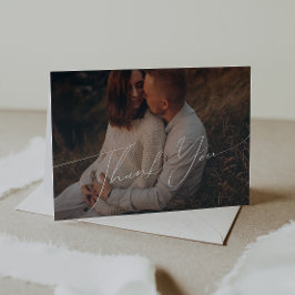 Neutrales geklapptes Foto Babydusche Dankeskarte