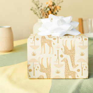 Neutrales gelbes Giraffen-Safari-Wild-One-Geschenk Geschenkpapier