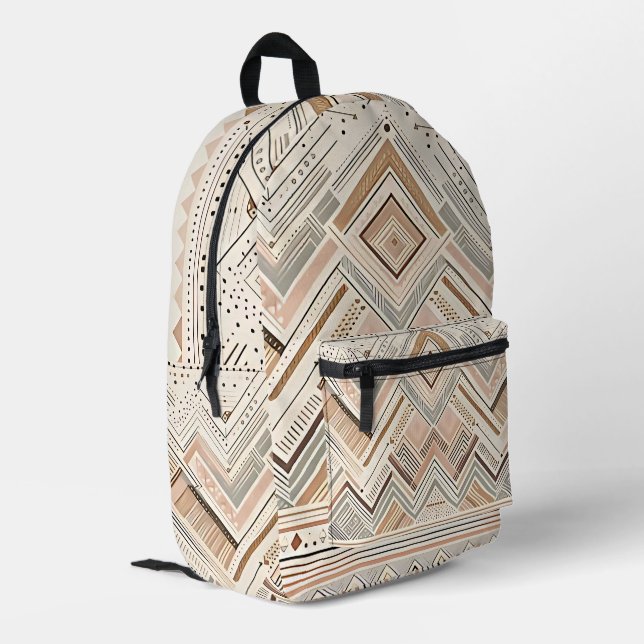 Neutrales geometrisches Backpack Bedruckter Rucksack (Rückseitige Ecke links)