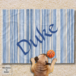 Neutrales gestreiftes Muster Blau Beige Haustierde Fleecedecke