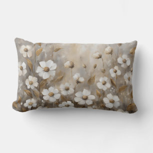 Neutrales Grau Gold Taupe Floral Lendenkissen