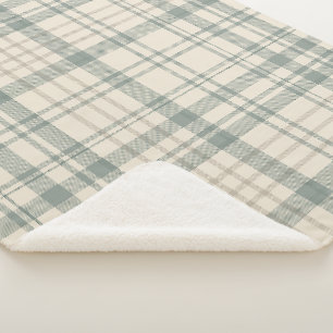 Neutrales Grün Beige Karo Sherpadecke