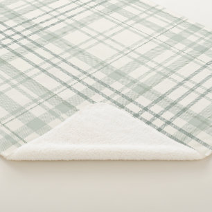Neutrales Grün Beige Karo Sherpadecke
