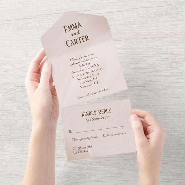 neutrales Hochzeitdesign All In One Einladung (Abreißtisch)