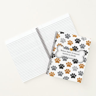 Neutrales Hundetaten-Druckmuster Notizbuch