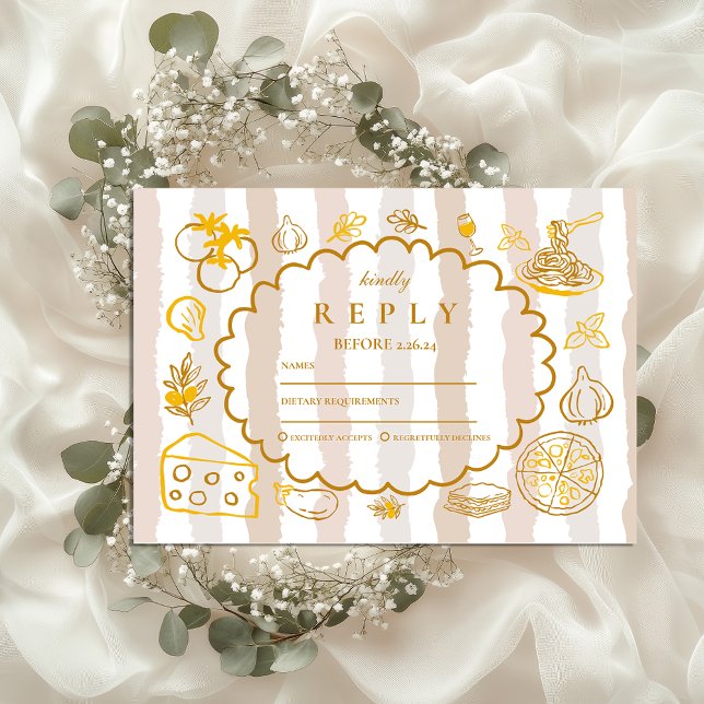 neutrales italienisches Hochzeitdesign RSVP Karte (Von Creator hochgeladen)