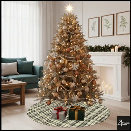 Neutrales Karo Sepia-Ton Schwarz Beige Polyester Weihnachtsbaumdecke