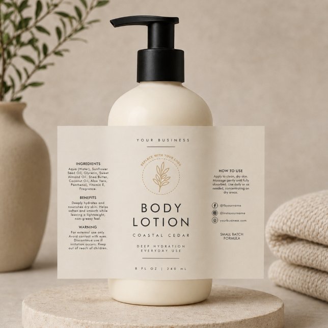 Neutrales Körperlotion-Logo 8oz-Flaschenetikett (Von Creator hochgeladen)