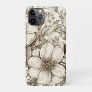Neutrales Landhaus-Sepia-Blumen-Cream-Botanik Case-Mate iPhone Hülle