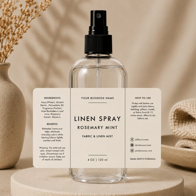 Neutrales Linen 4oz Sprühflaschenetikett (Von Creator hochgeladen)