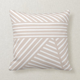 Neutrales Mauve Minimalistisch Stripteppich Kissen