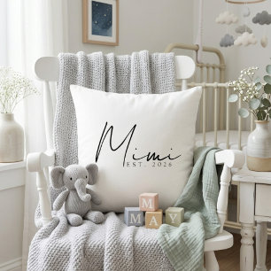 Neutrales Mimi EST Jahr Andenken Familie Schrift Kissen