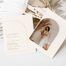 Neutrales Minimal-Arch-Foto-Brautparty Einladung