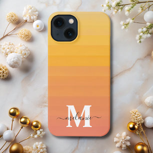 Neutrales Minimalistisches modernes Orangenmonogra iPhone 13 Hülle