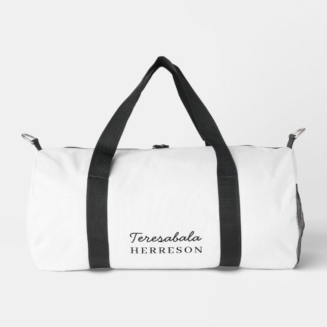 Neutrales modernes minimalistisches Monogramm Duffle Bag (Vorderseite)