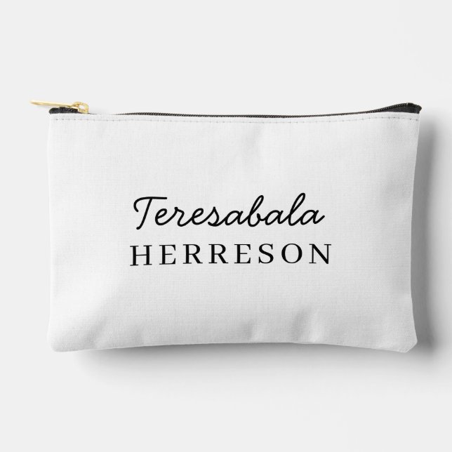 Neutrales modernes minimalistisches Monogramm Zubehörtasche (Vorderseite)