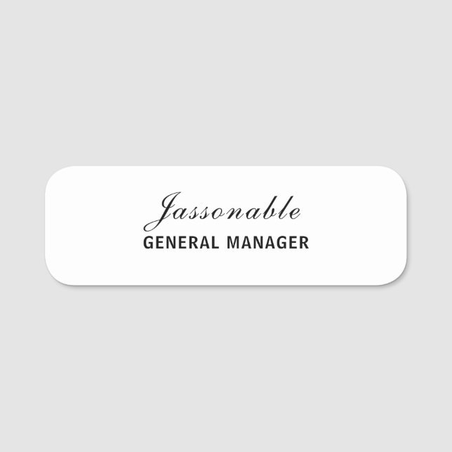 Neutrales Monogramm Minimale Moderne Stylische Ide Namensschild (Vorderseite)