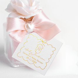 Neutrales Niedliches Baby & Bow Moderne Babydusche Geschenkanhänger